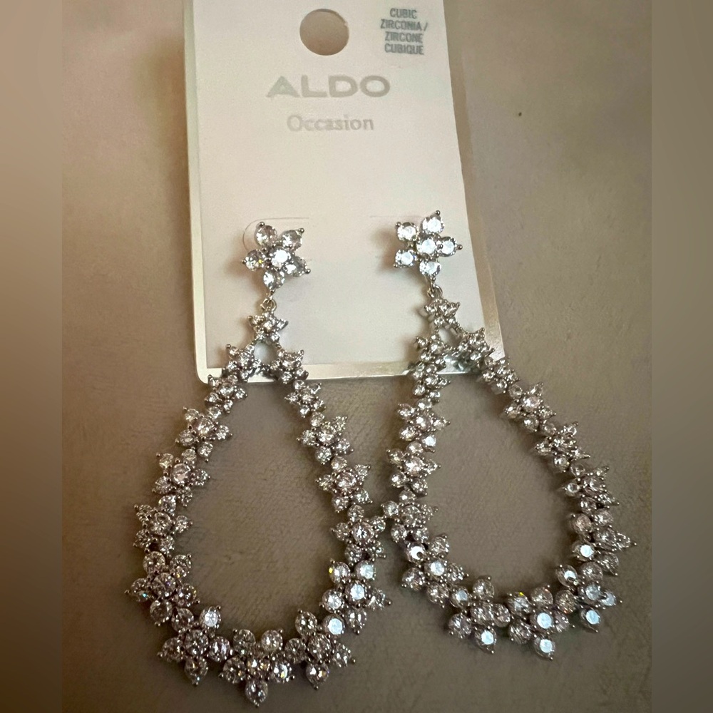 Aldo - Elegant Cubic Zirconia Earrings approx 2 1/2 inches